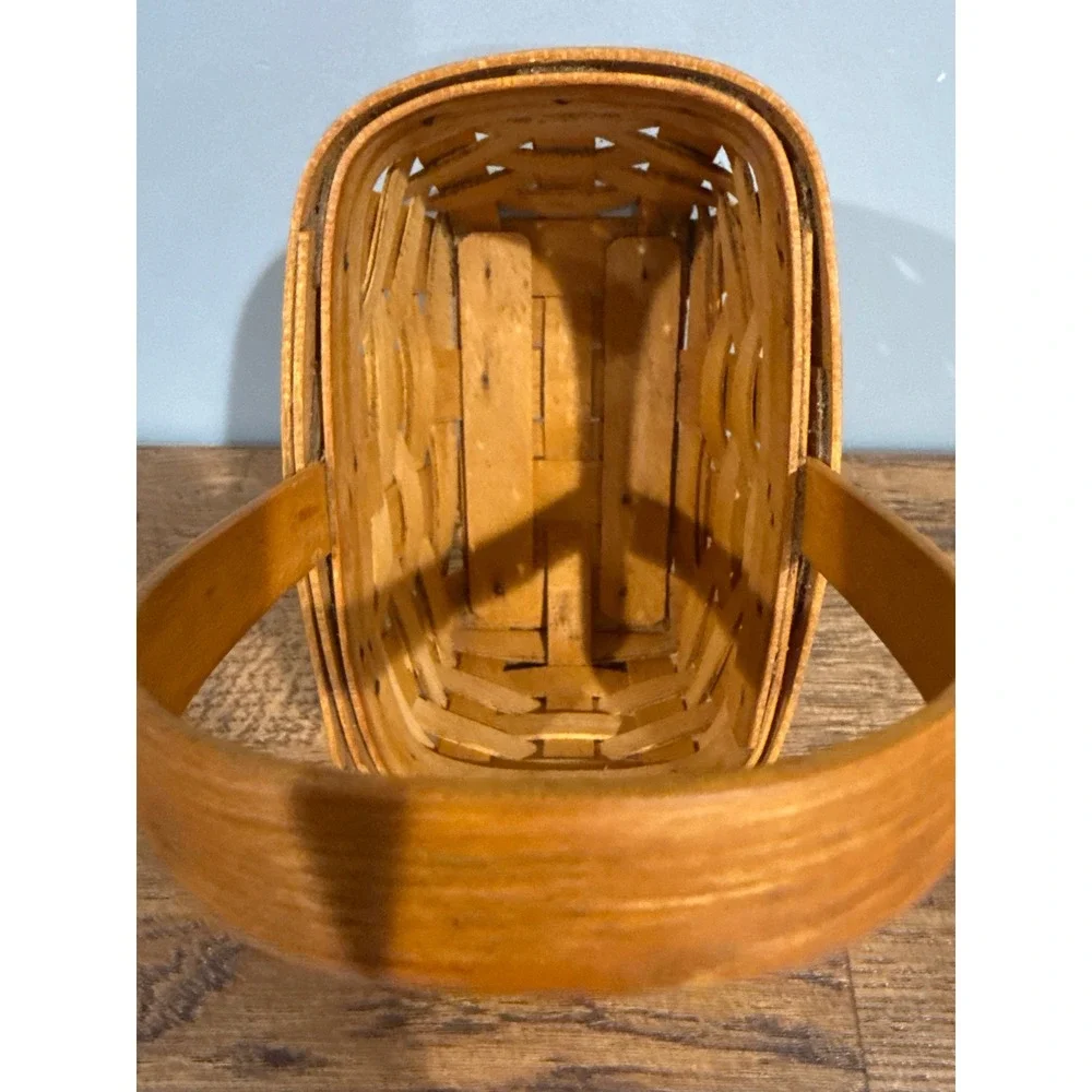 Longaberger 2001 Handwoven Small Rectangular‎ Basket with Handle Dresden Ohio